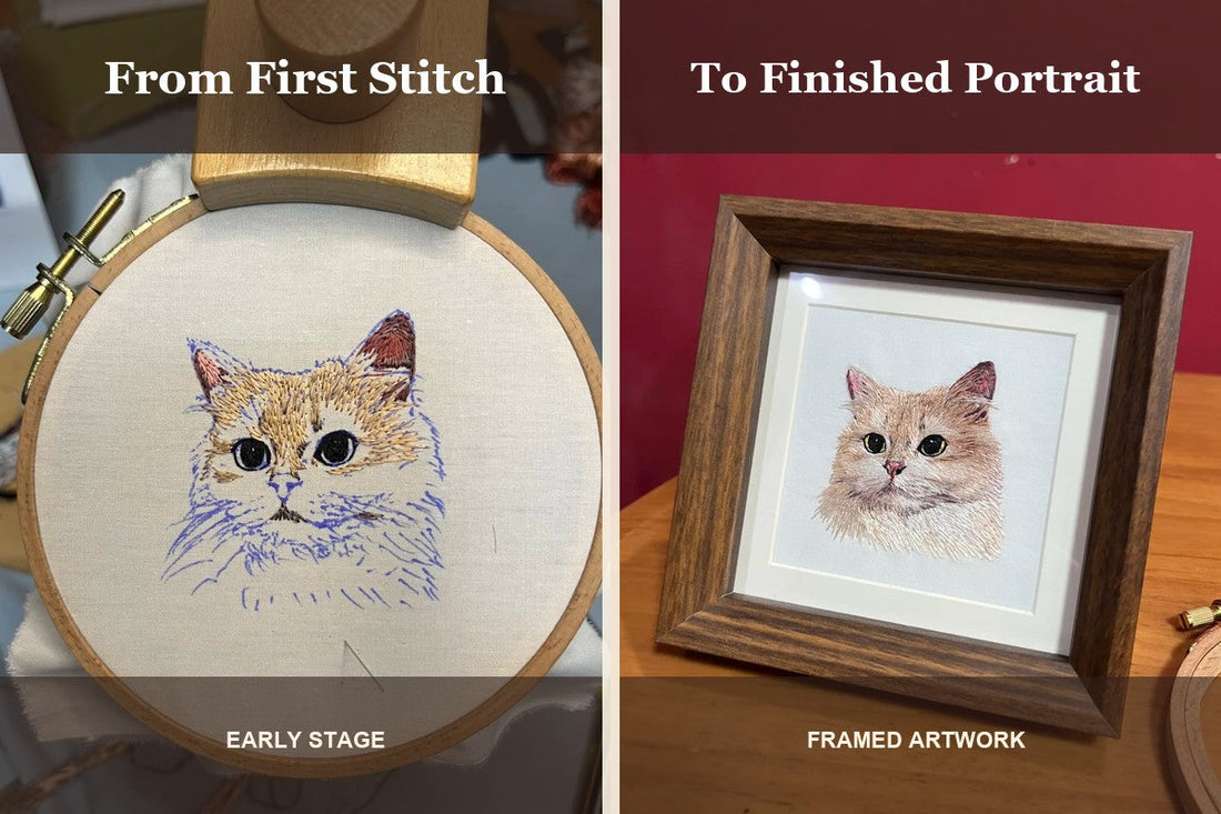 How I Turned My Pet Into a Handmade Random-Stitch Embroidery Artwork