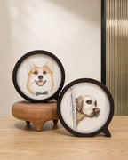 Custom pet silk embroidery artwork in a wooden tabletop frame handcrafted with traditional Chinese random-stitch embroidery