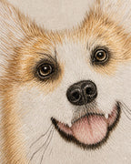 Custom pet silk embroidery artwork in a wooden tabletop frame handcrafted with traditional Chinese random-stitch embroidery，details