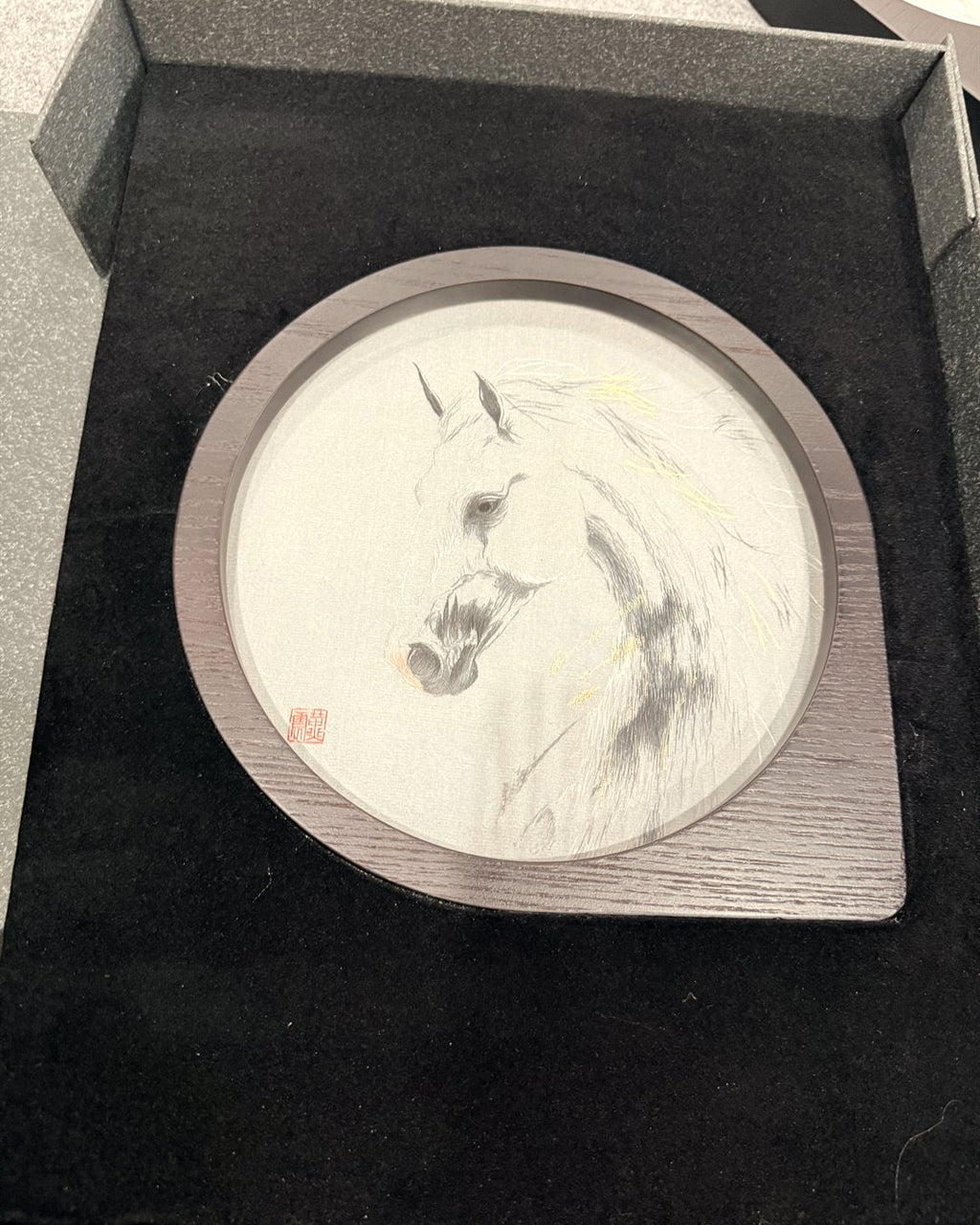 Custom horse portrait silk embroidery with gift box