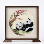 Changzhou Random-Stitch Embroidery Panda Table Screen – Front View Full Image – Handcrafted Silk Artwork | Orient Handcraft
