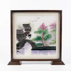 Random-Stitch Embroidery Table Screen – Jiangnan Water Village in Spring – Handcrafted Silk Artwork \| Orient Handcraft