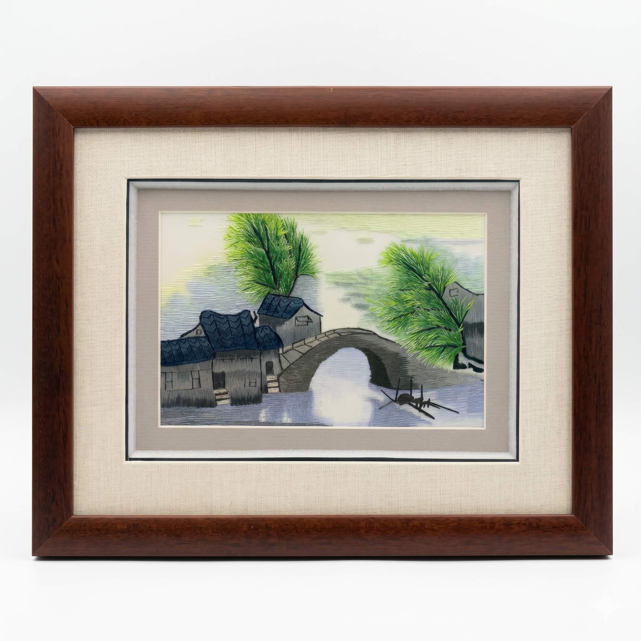 Jiangnan Water Village Silk Embroidery Wall Art