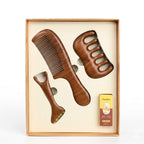 Handcrafted black ebony massage comb gift set for hair care and scalp massage
