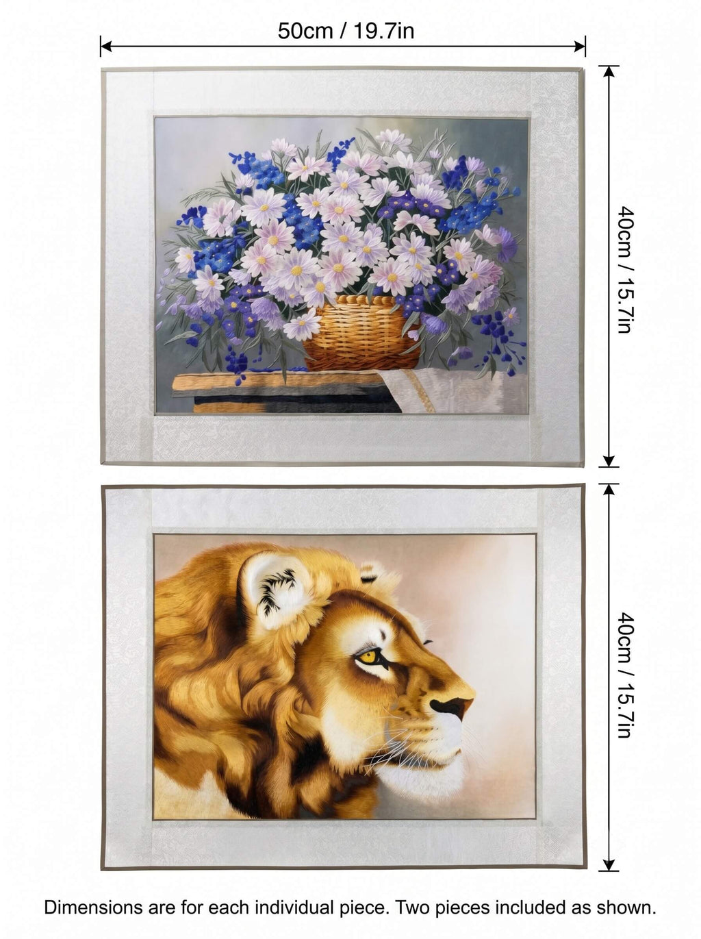 Chaotic-Stitch Embroidery Size Chart — Tiger & Daisy 19.7×15.7in | Orient Handcraft