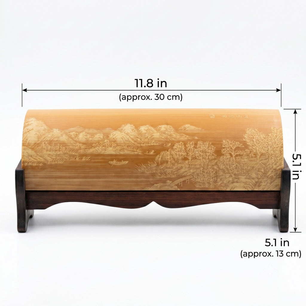 Liuqing bamboo carving wrist rest – dimensions and size chart | Orient Handcraft