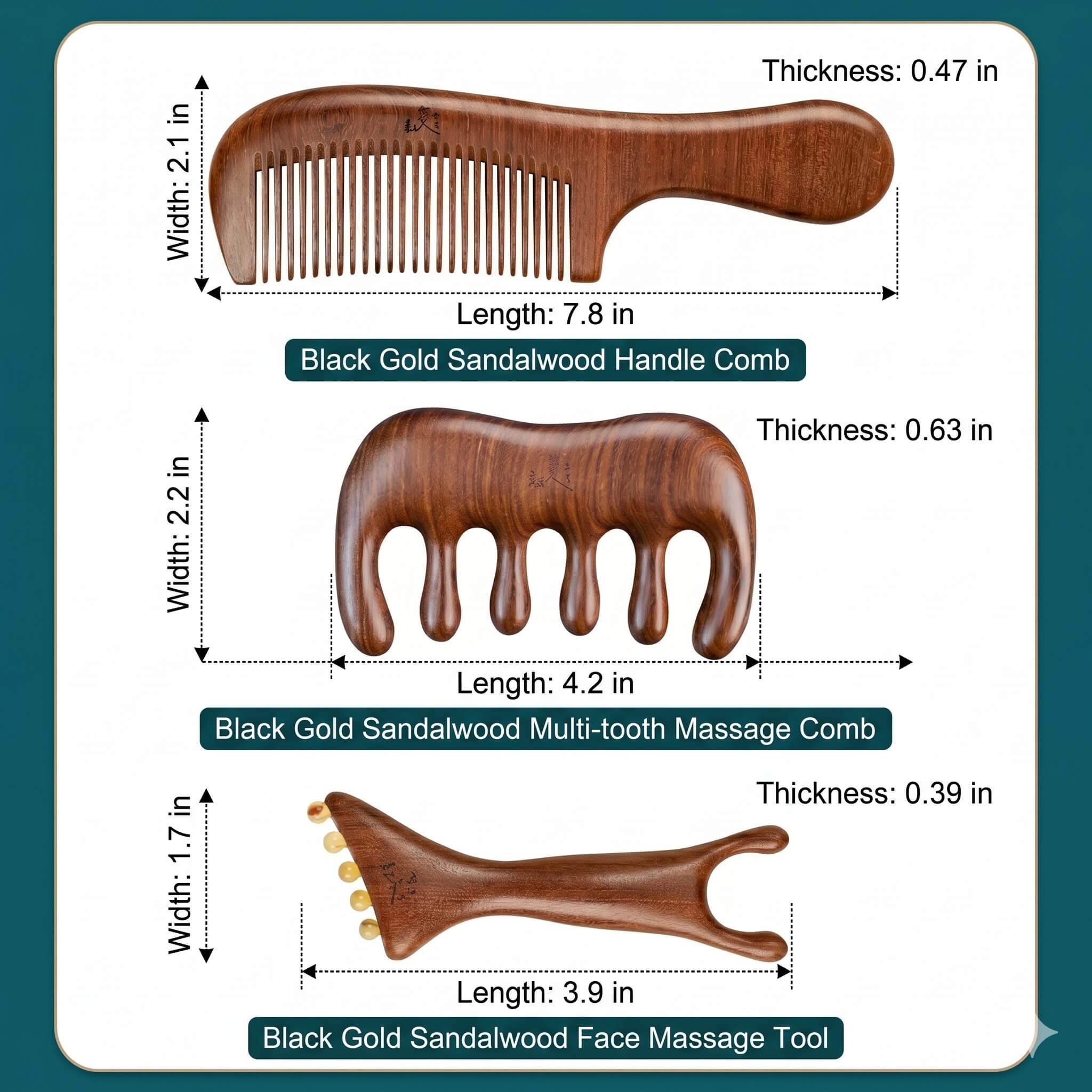 Handcrafted Daily Essentials Art Comb – Product Dimensions & Size Chart – Accurate Measurement Guide | Orient Handcraft