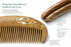 Wooden comb with engraved design on a white background