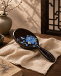 Hand-painted ebony air cushion hair brush with traditional lacquer art