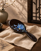 Hand-painted ebony air cushion hair brush with traditional lacquer art