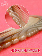 Handcrafted Natural Yak Horn Massage Comb Set – Close-up Teeth Detail – Hand-Polished Smooth Finish for Scalp Stimulation | Orient Handcraft