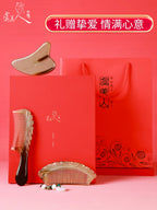 Handcrafted Natural Yak Horn Massage Comb Set – Luxury Yunmeng Gift Box Packaging – Premium Chinese Artisan Gift | Orient Handcraft