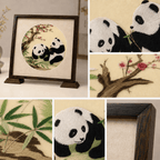 Changzhou Random-Stitch Embroidery Panda Table Screen – Close-up Stitch Detail – Master Artisan Silk Thread Texture | Orient Handcraft