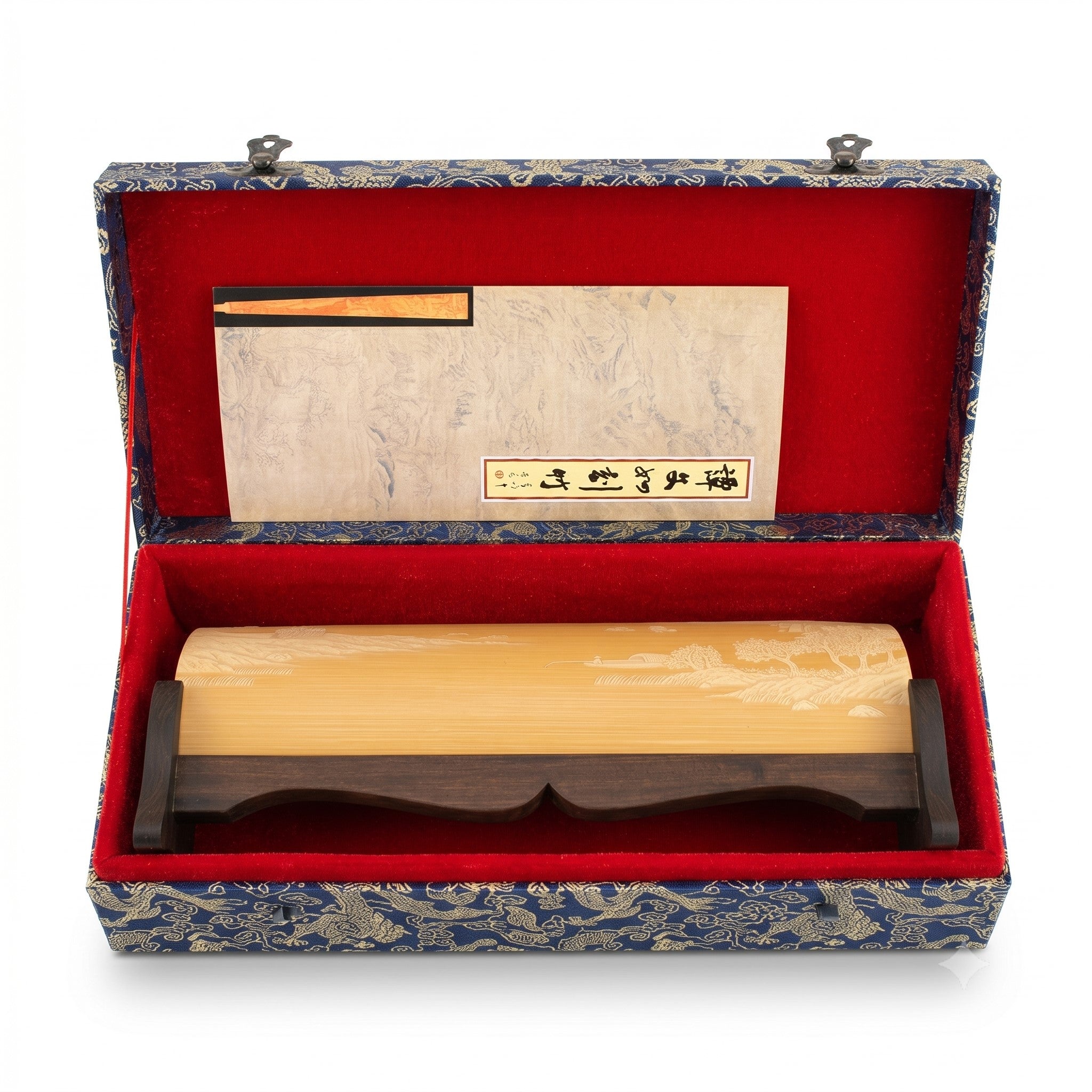 Liuqing bamboo carving wrist rest – packaging detail | Orient Handcraft
