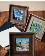 Changzhou Random-Stitch Embroidery mini art frames with three designs in wood frames