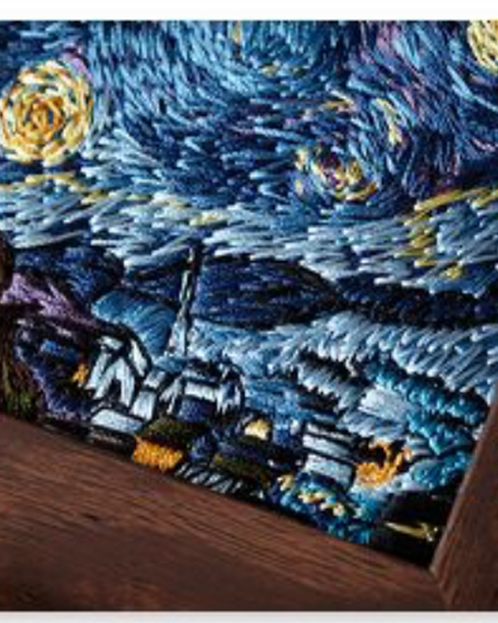 Starry Night inspired Changzhou Random-Stitch Embroidery silk thread detail