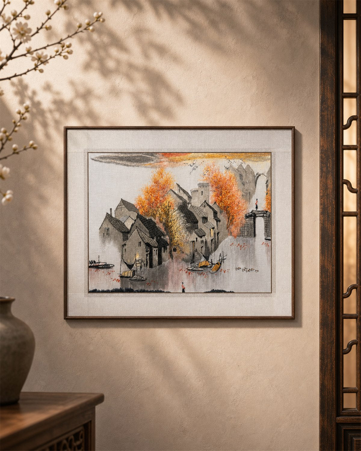 Jiangnan Four Seasons handmade Changzhou random stitch embroidery artwork