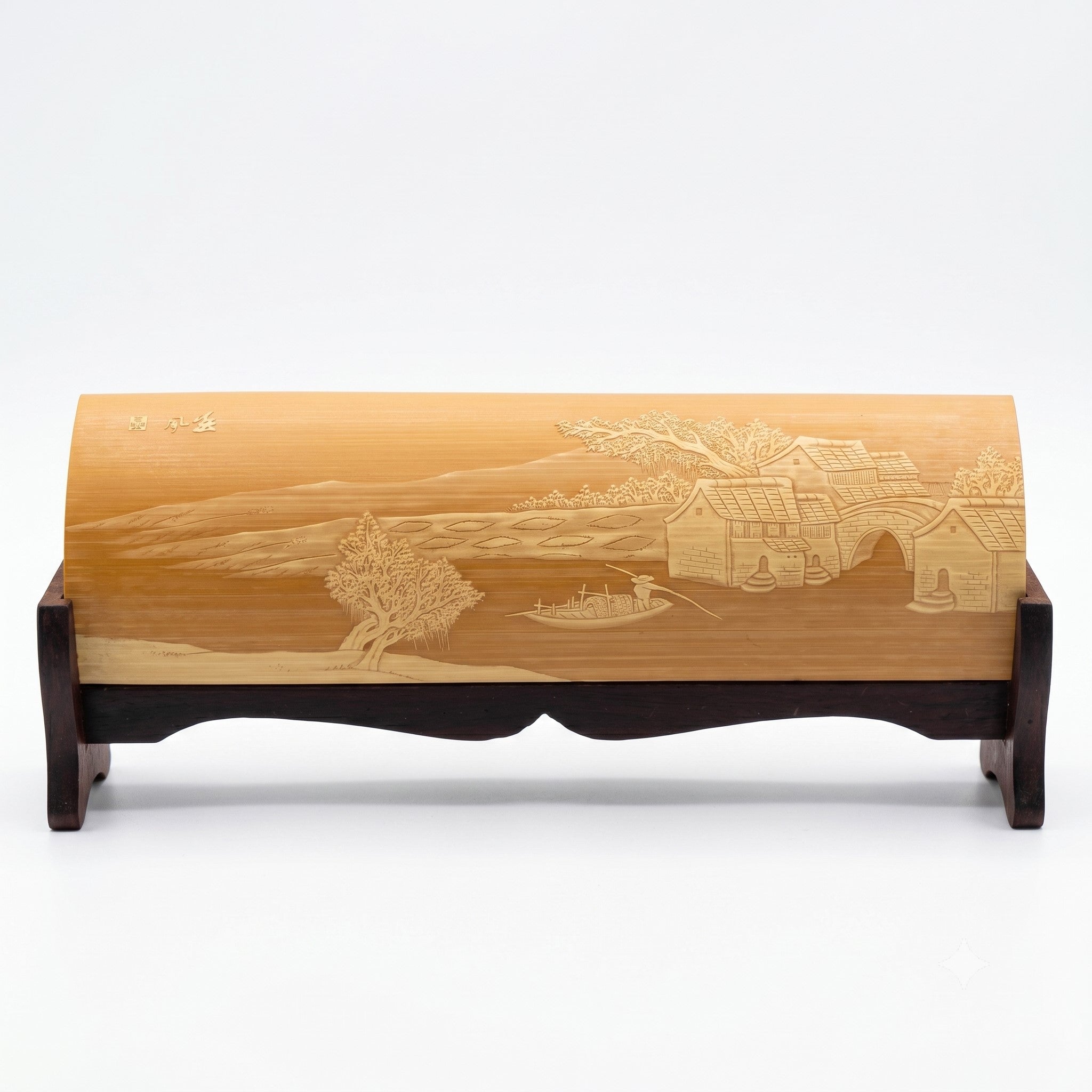 Liuqing bamboo carving wrist rest – Wind and Clouds | Orient Handcraft