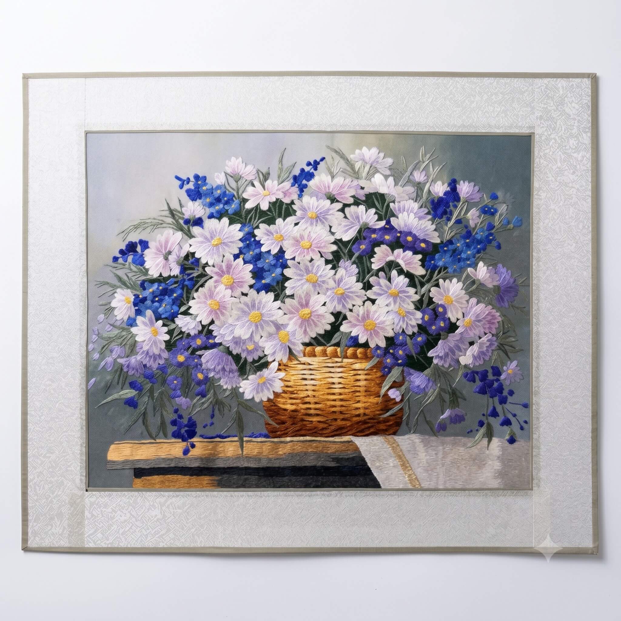 Daisy Flowers Chaotic-Stitch Embroidery 19.7x15.7in | Orient Handcraft