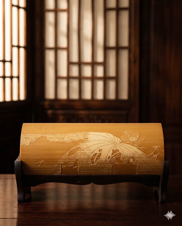 Hand-carved Liuqing bamboo carving artwork from the Jiangnan Series created by Chinese master artisans