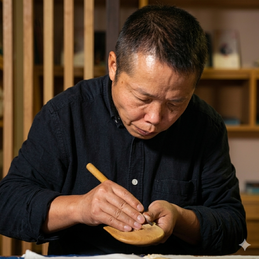 Changzhou artisan crafting traditional Chinese combs by hand